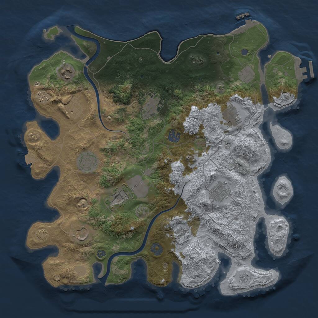 Rust Map: Procedural Map, Size: 3750, Seed: 1791028831, 19 Monuments