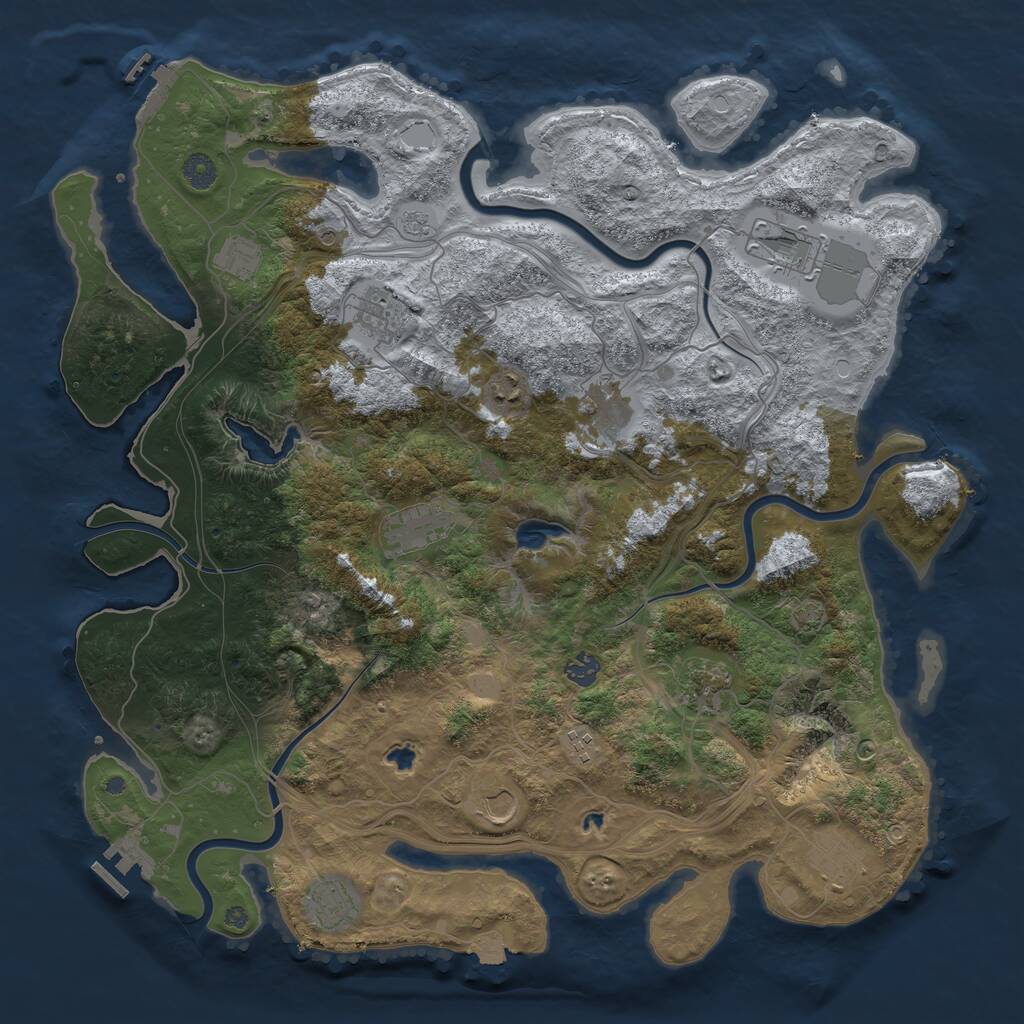 Rust Map: Procedural Map, Size: 4500, Seed: 2122343034, 19 Monuments