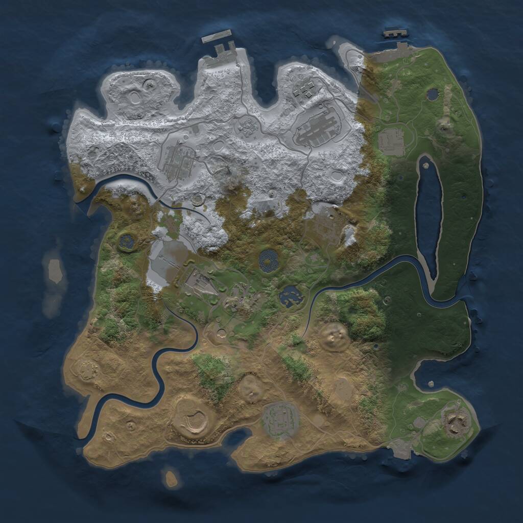 Rust Map: Procedural Map, Size: 3500, Seed: 314900722, 16 Monuments