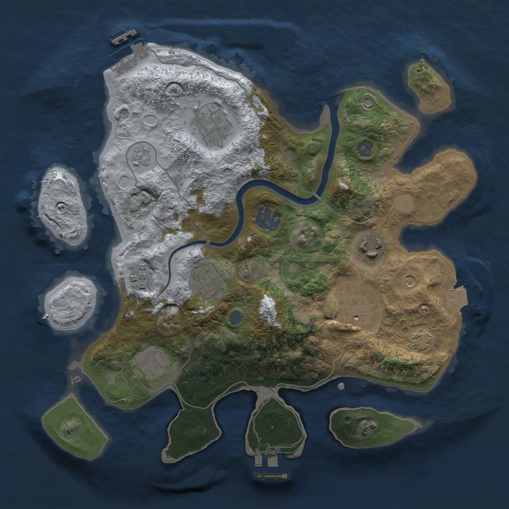 Rust Map: Procedural Map, Size: 3000, Seed: 95381, 14 Monuments