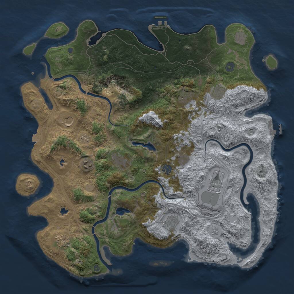 Rust Map: Procedural Map, Size: 4500, Seed: 1849158157, 19 Monuments