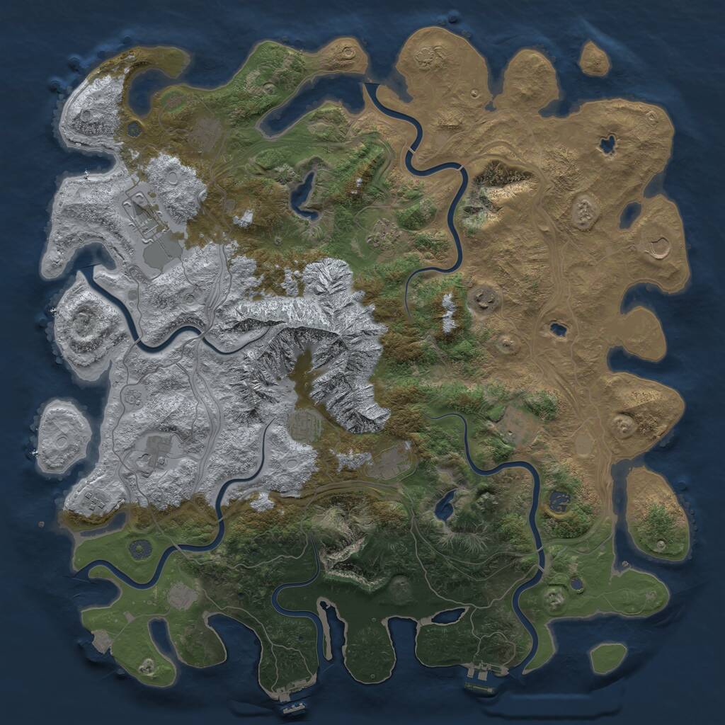 Rust Map: Procedural Map, Size: 5000, Seed: 64827, 17 Monuments