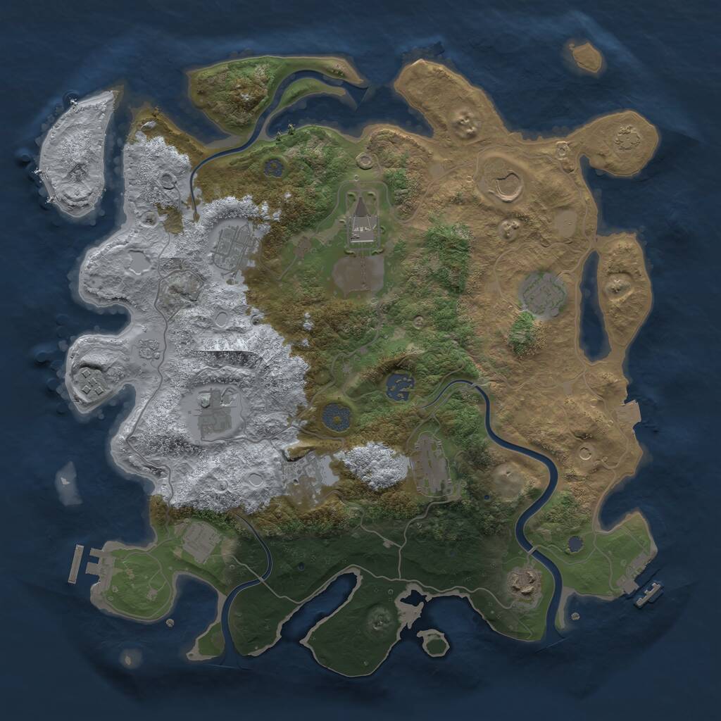Rust Map: Procedural Map, Size: 3750, Seed: 847671887, 18 Monuments