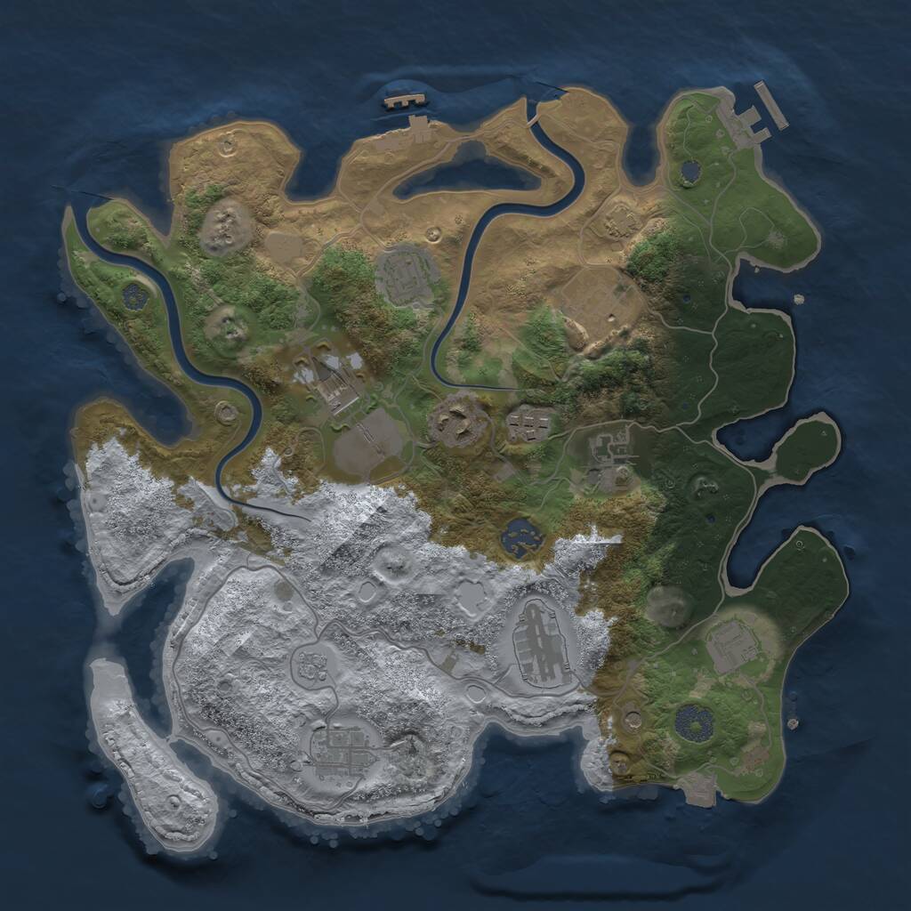 Rust Map: Procedural Map, Size: 3500, Seed: 912592009, 15 Monuments