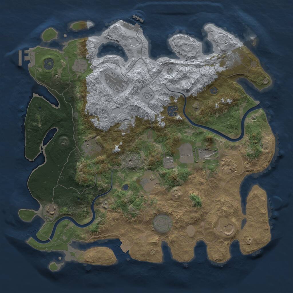Rust Map: Procedural Map, Size: 3900, Seed: 1872, 19 Monuments