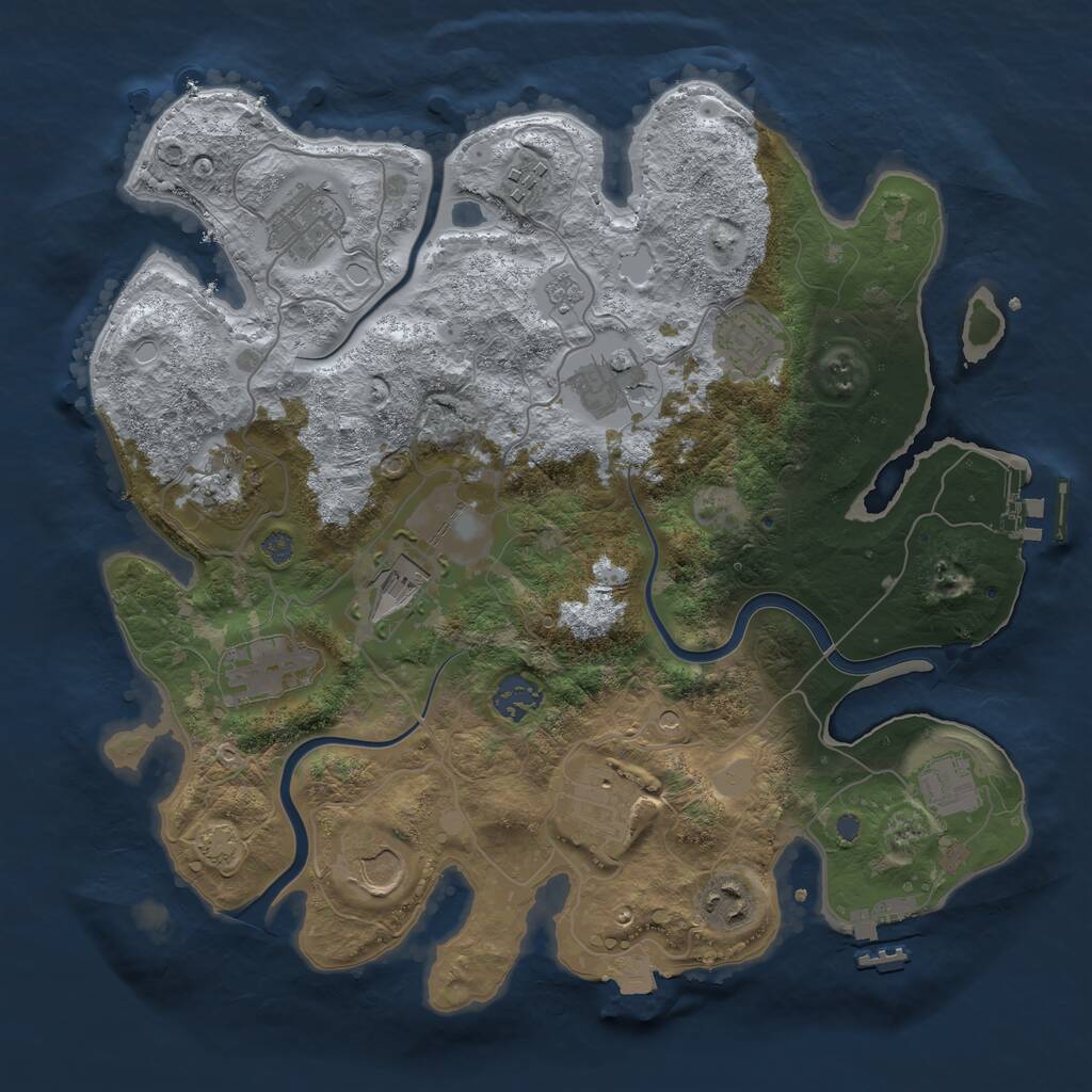 Rust Map: Procedural Map, Size: 3500, Seed: 839286028, 19 Monuments