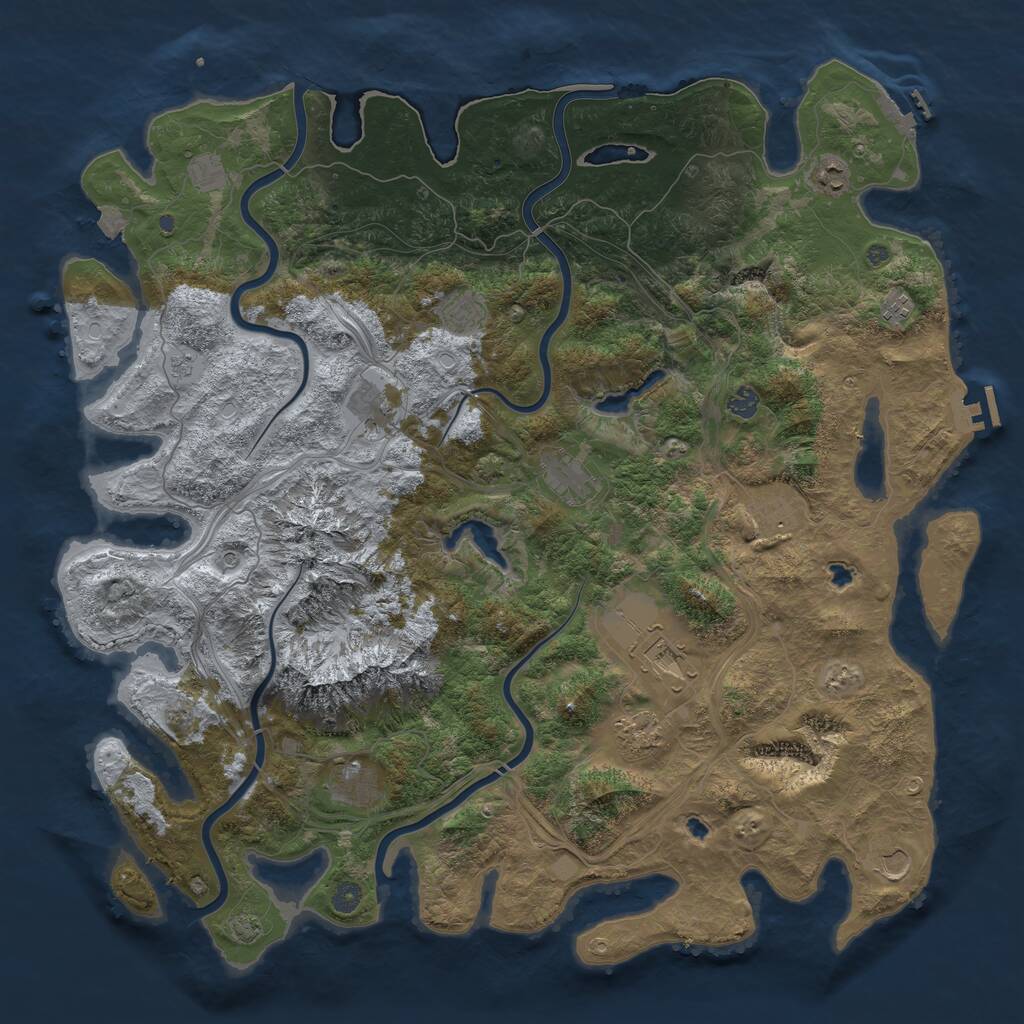 Rust Map: Procedural Map, Size: 5000, Seed: 2089977660, 19 Monuments