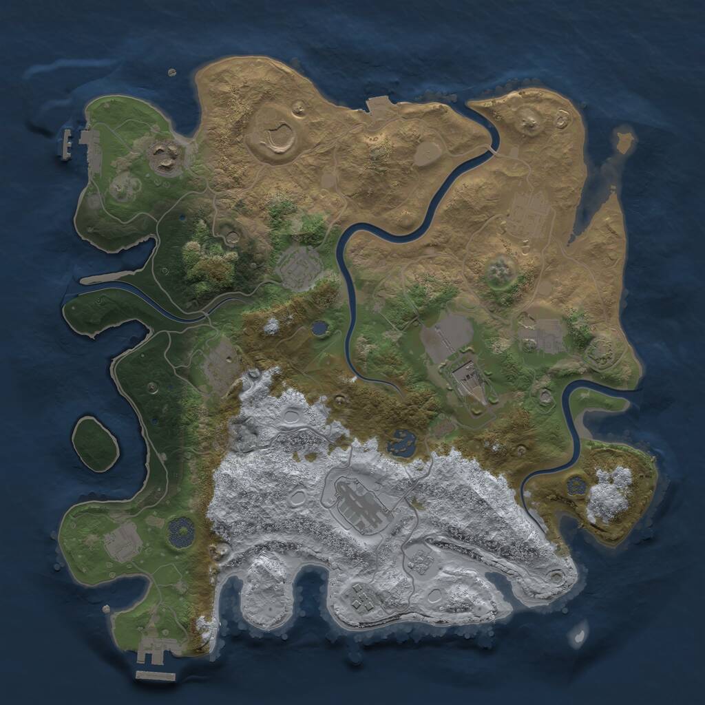 Rust Map: Procedural Map, Size: 3600, Seed: 1993724739, 18 Monuments