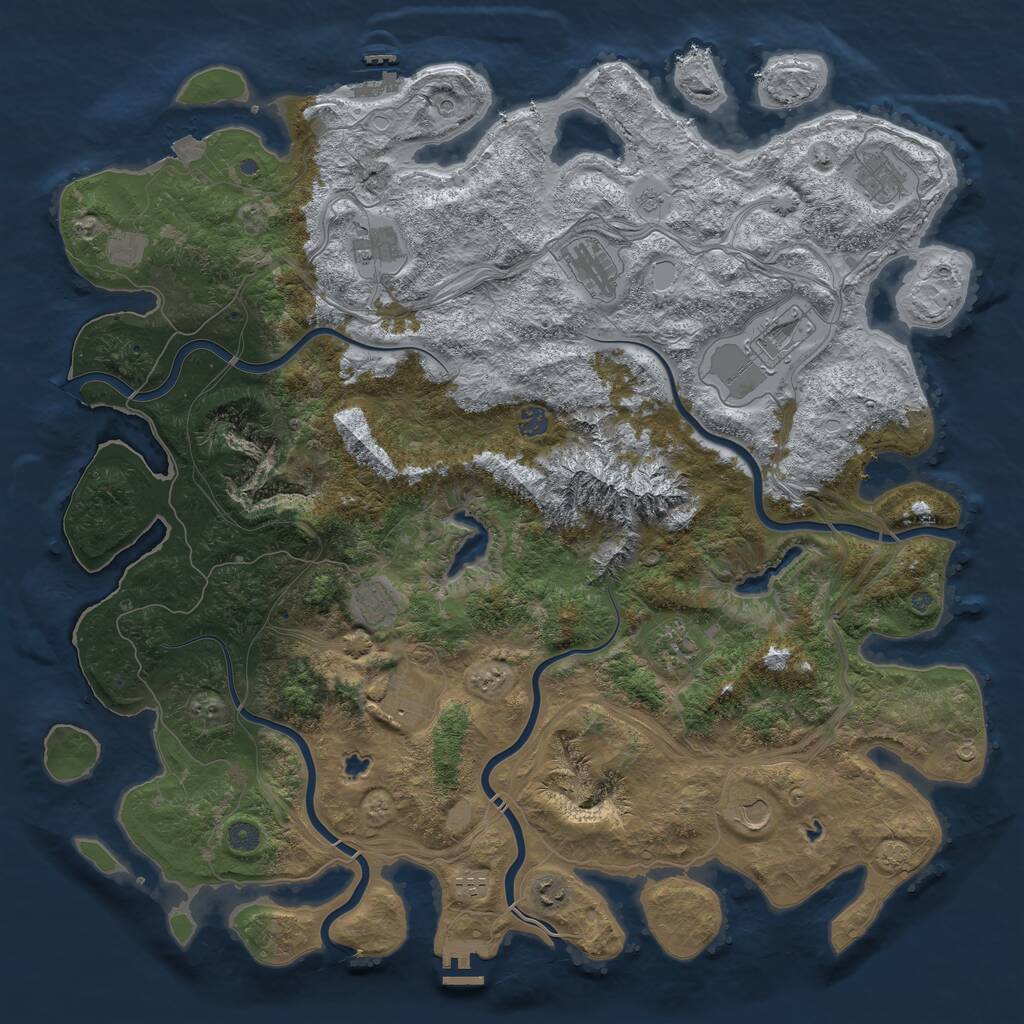 Rust Map: Procedural Map, Size: 5000, Seed: 589912370, 19 Monuments
