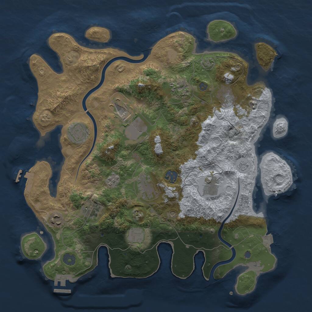 Rust Map: Procedural Map, Size: 3700, Seed: 251849869, 18 Monuments