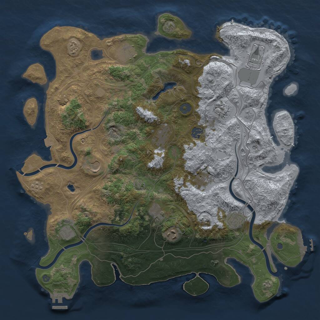 Rust Map: Procedural Map, Size: 4250, Seed: 696129498, 17 Monuments