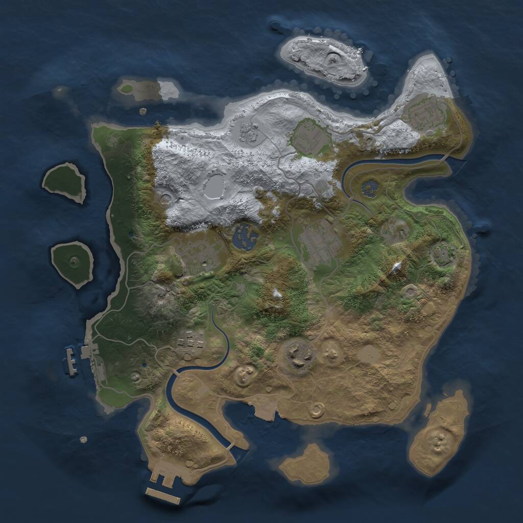 Rust Map: Procedural Map, Size: 3000, Seed: 47334617, 14 Monuments