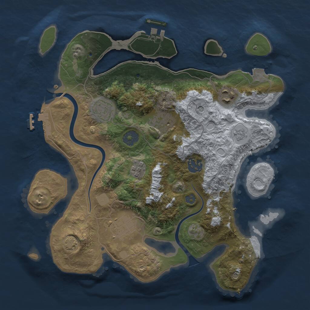 Rust Map: Procedural Map, Size: 3000, Seed: 1149458921, 14 Monuments