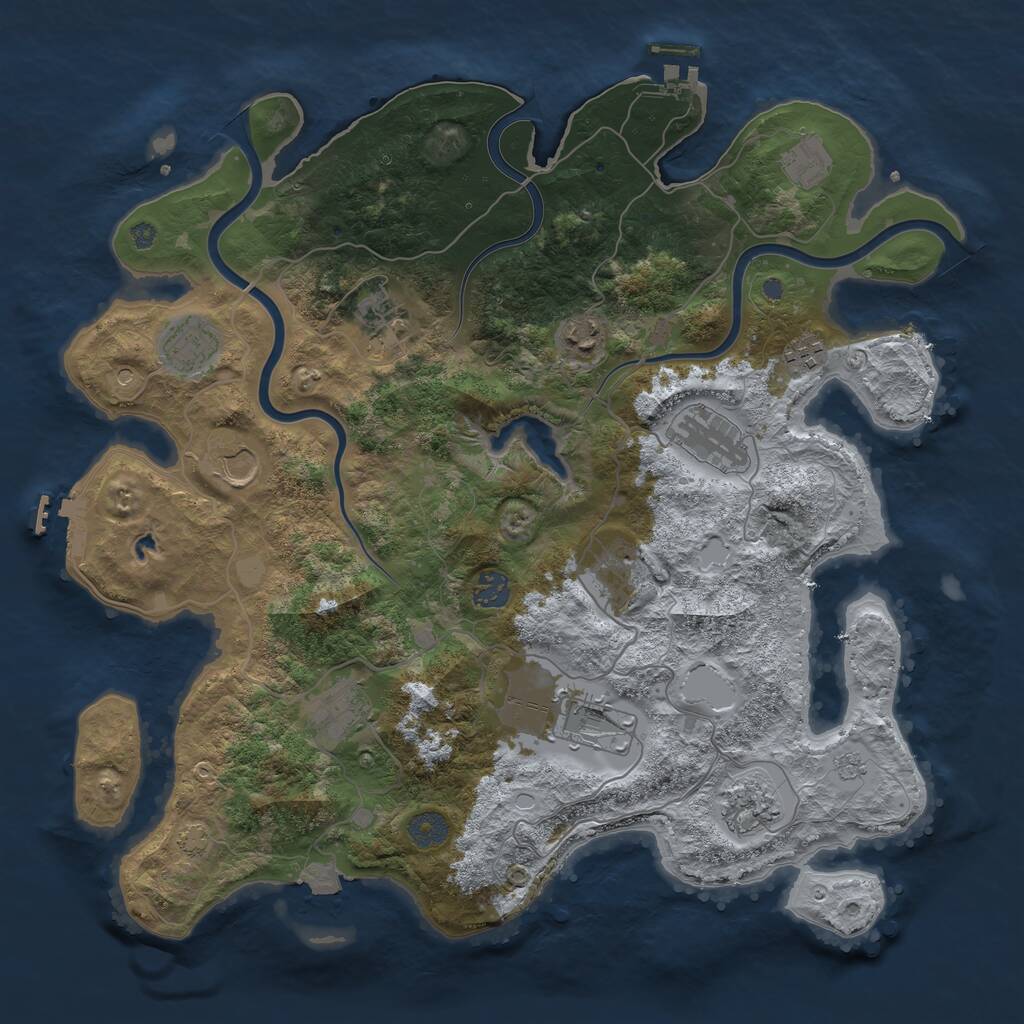 Rust Map: Procedural Map, Size: 4000, Seed: 956771, 17 Monuments