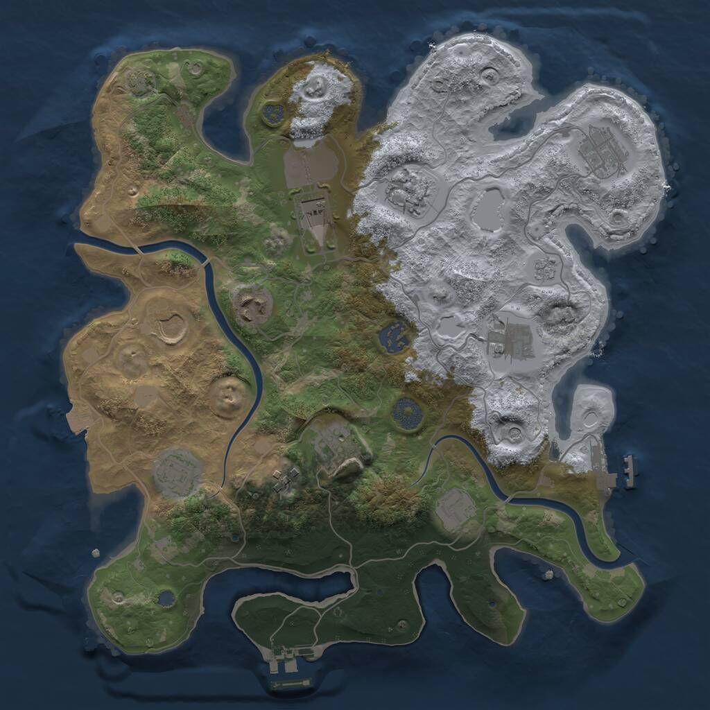 Rust Map: Procedural Map, Size: 3500, Seed: 254915660, 16 Monuments