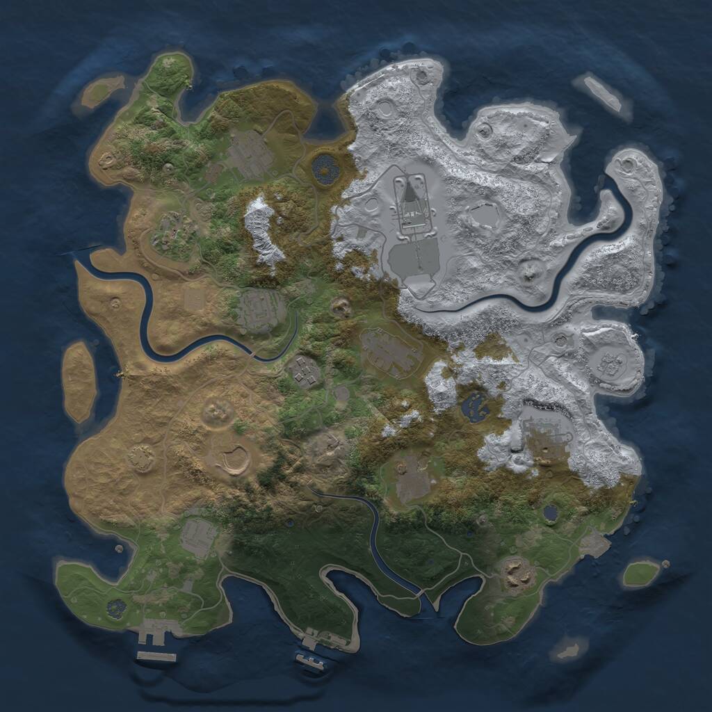 Rust Map: Procedural Map, Size: 3700, Seed: 1704426921, 19 Monuments