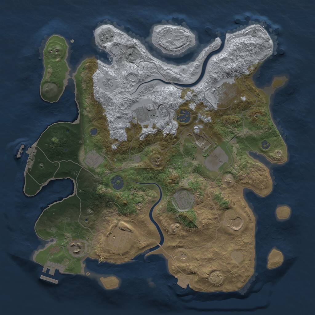 Rust Map: Procedural Map, Size: 3500, Seed: 70231118, 17 Monuments