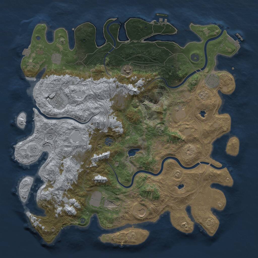 Rust Map: Procedural Map, Size: 4500, Seed: 166856579, 19 Monuments