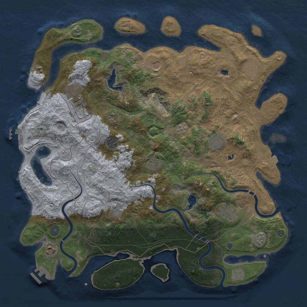 Rust Map: Procedural Map, Size: 4500, Seed: 860265253, 19 Monuments