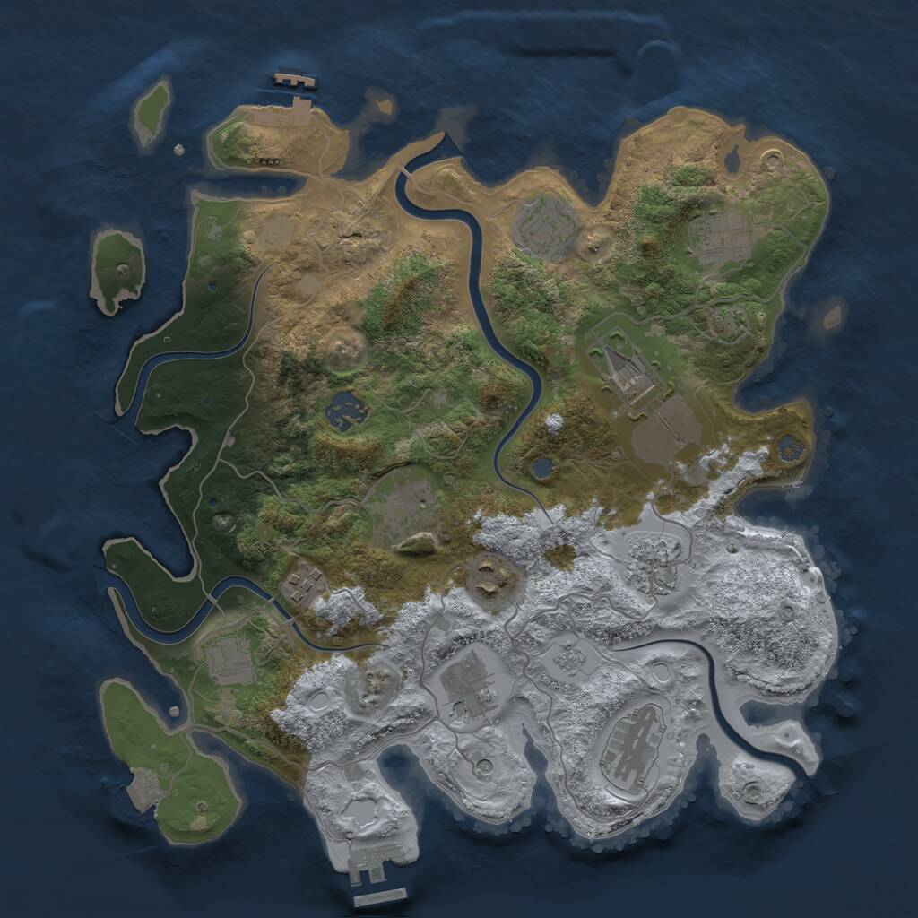 Rust Map: Procedural Map, Size: 3500, Seed: 1964585104, 18 Monuments
