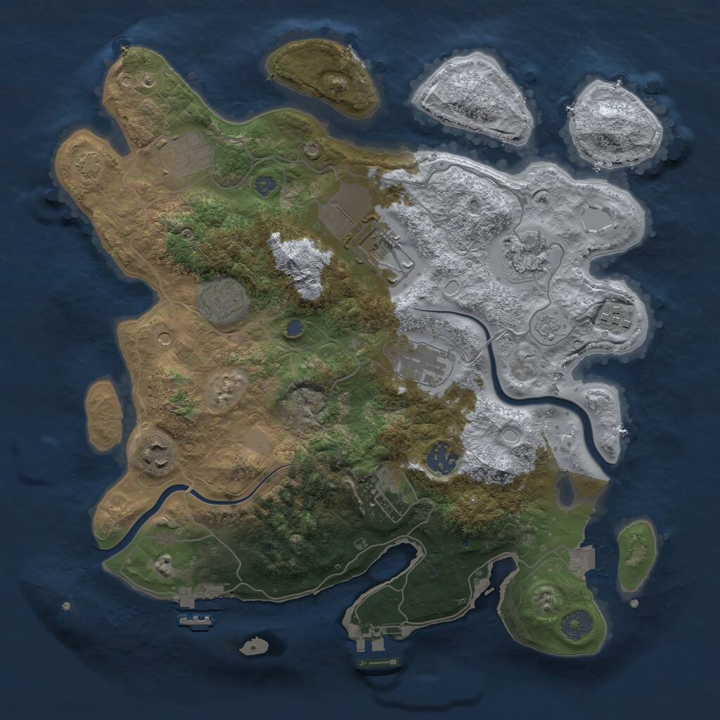 Rust Map: Procedural Map, Size: 3500, Seed: 1082221597, 17 Monuments