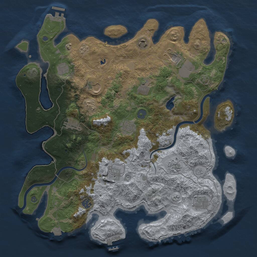Rust Map: Procedural Map, Size: 4000, Seed: 897176852, 19 Monuments