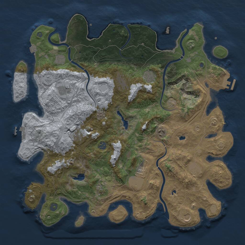 Rust Map: Procedural Map, Size: 4500, Seed: 1915175380, 19 Monuments
