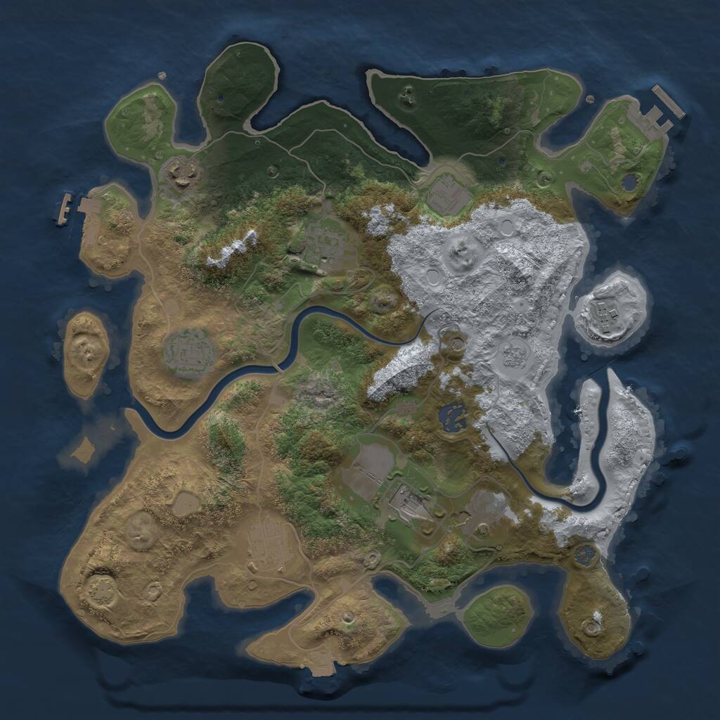 Rust Map: Procedural Map, Size: 3500, Seed: 913243243, 14 Monuments