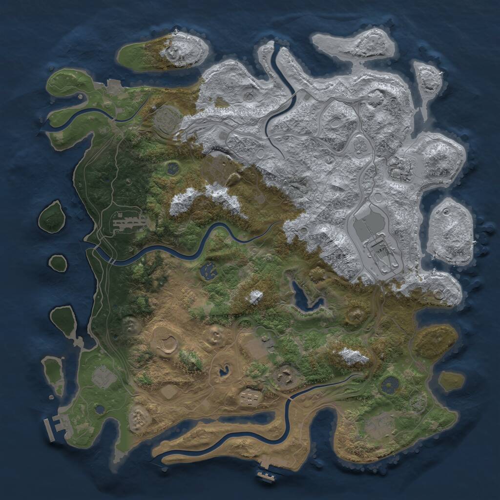 Rust Map: Procedural Map, Size: 4300, Seed: 1227404764, 19 Monuments