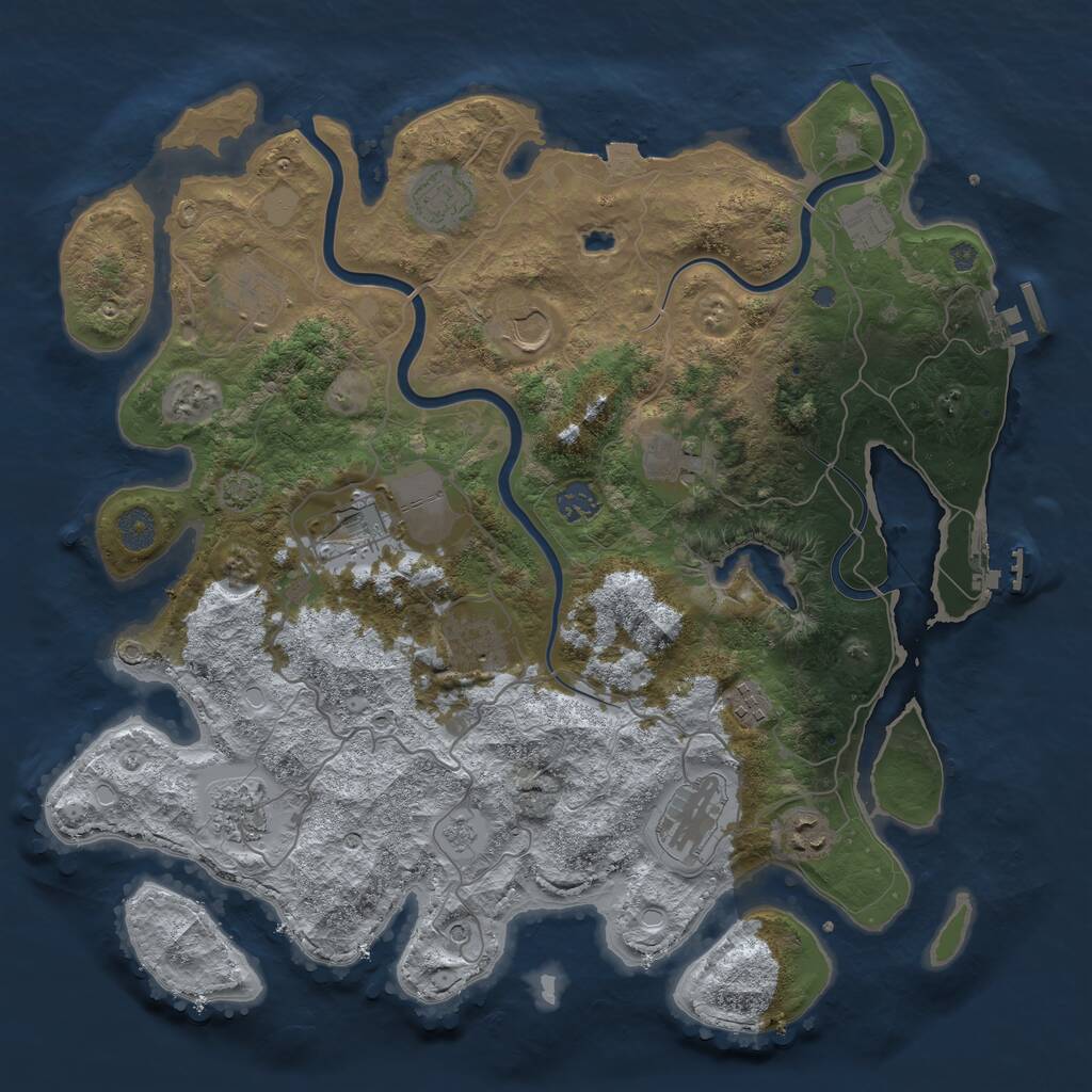 Rust Map: Procedural Map, Size: 4000, Seed: 1285327083, 19 Monuments