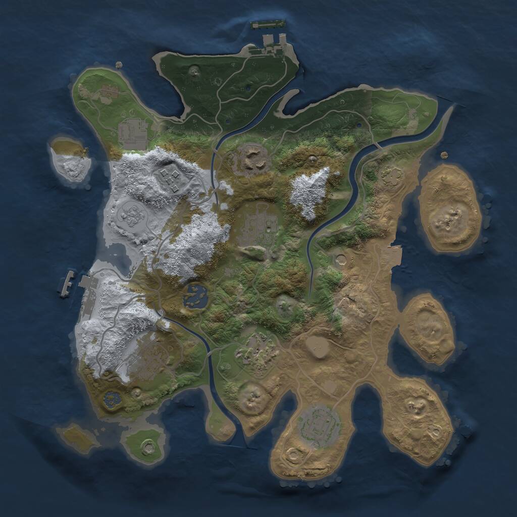 Rust Map: Procedural Map, Size: 3000, Seed: 661186796, 15 Monuments