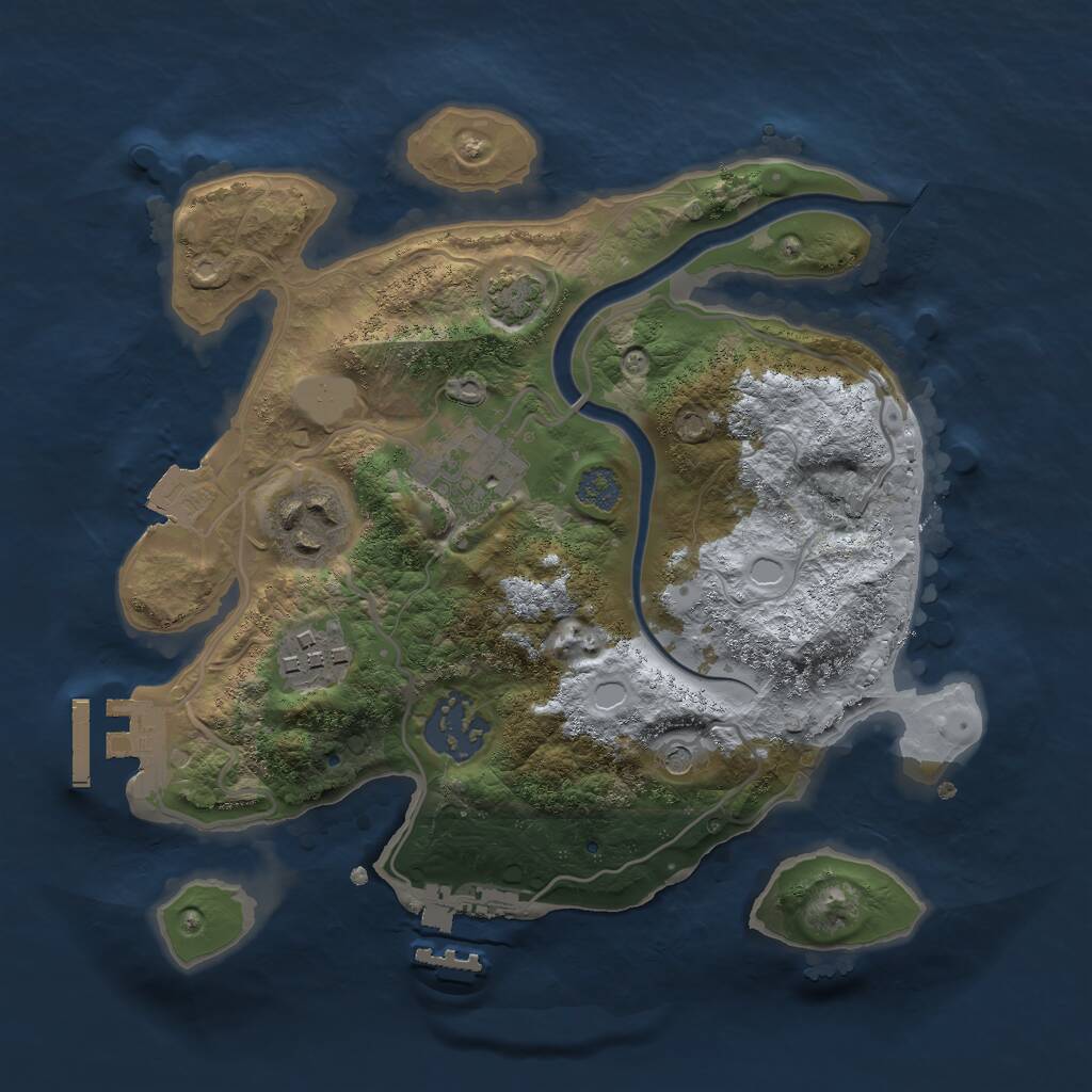 Rust Map: Procedural Map, Size: 2500, Seed: 802137392, 9 Monuments