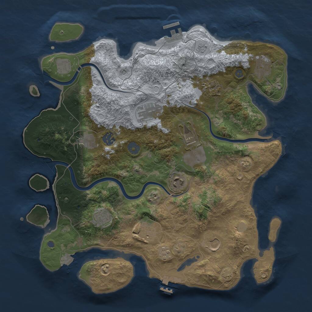 Rust Map: Procedural Map, Size: 3750, Seed: 174958512, 17 Monuments