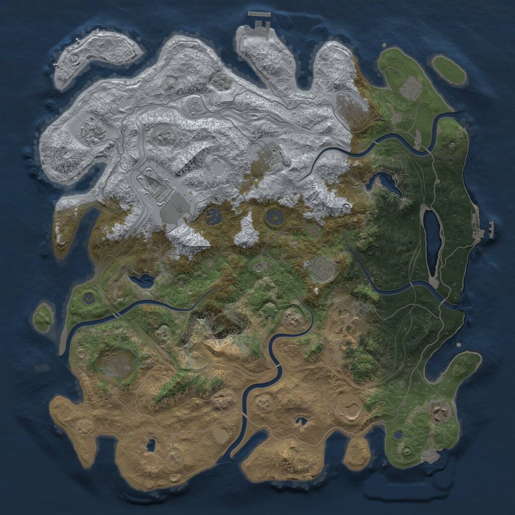 Rust Map: Procedural Map, Size: 4500, Seed: 1976258813, 19 Monuments