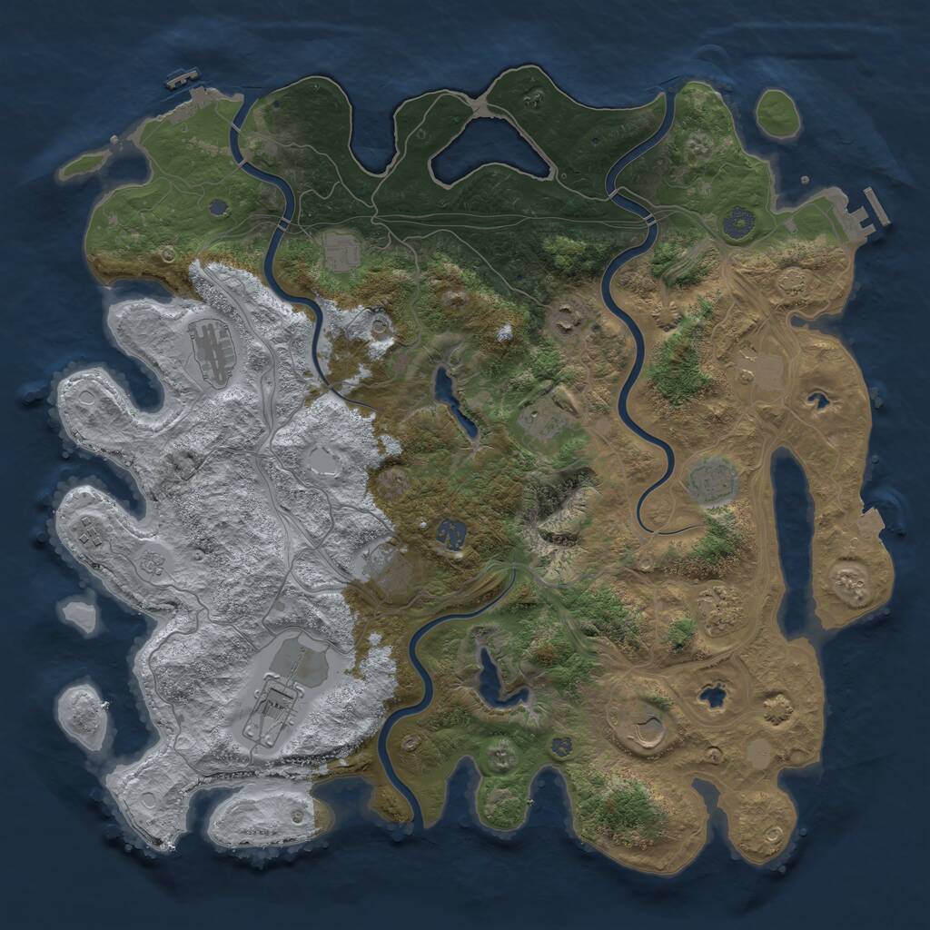 Rust Map: Procedural Map, Size: 4500, Seed: 1476430935, 17 Monuments
