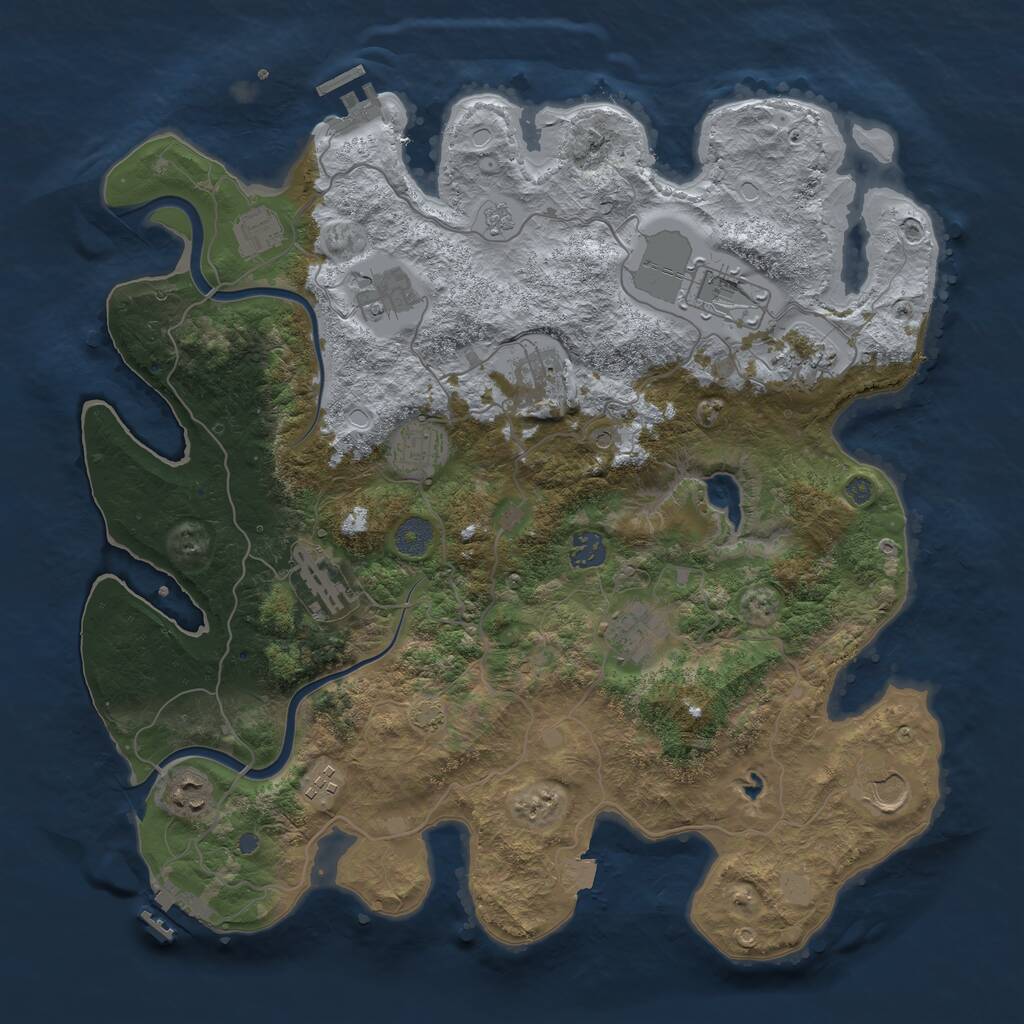 Rust Map: Procedural Map, Size: 4000, Seed: 1095582362, 19 Monuments