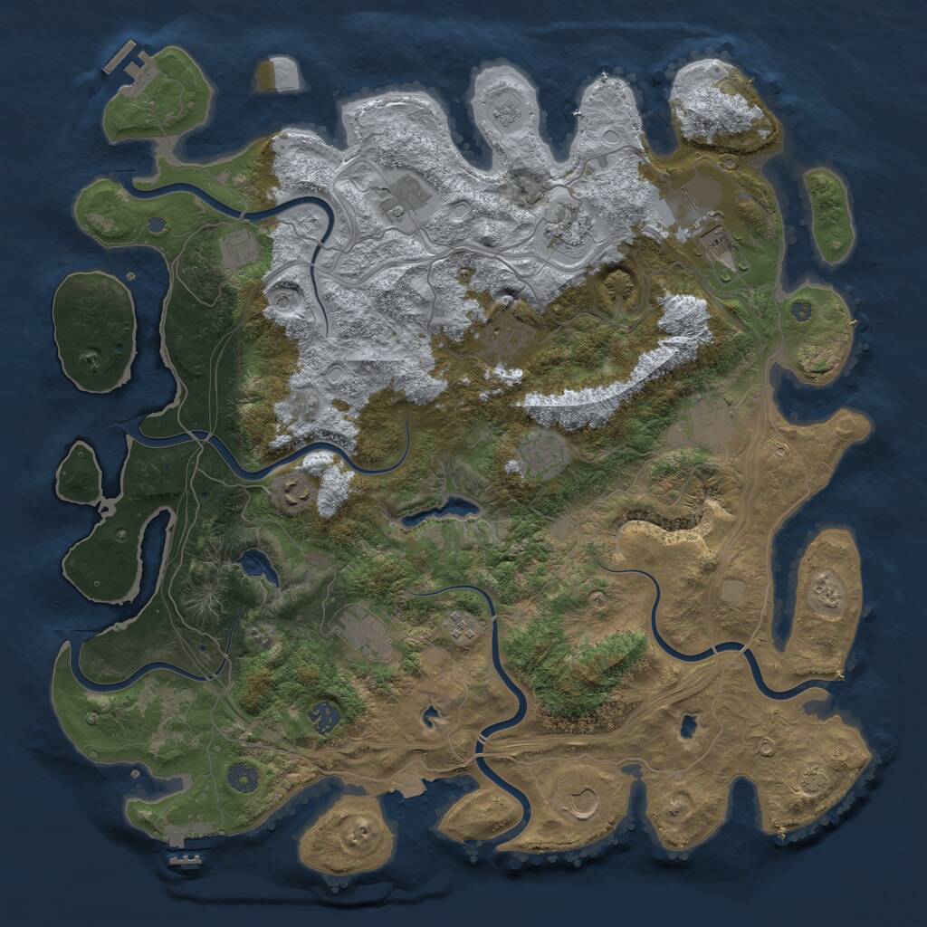 Rust Map: Procedural Map, Size: 4500, Seed: 144568161, 19 Monuments