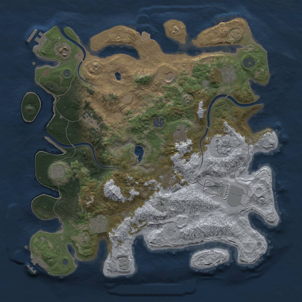 Rust Map: Procedural Map, Size: 4000, Seed: 279689518, 19 Monuments