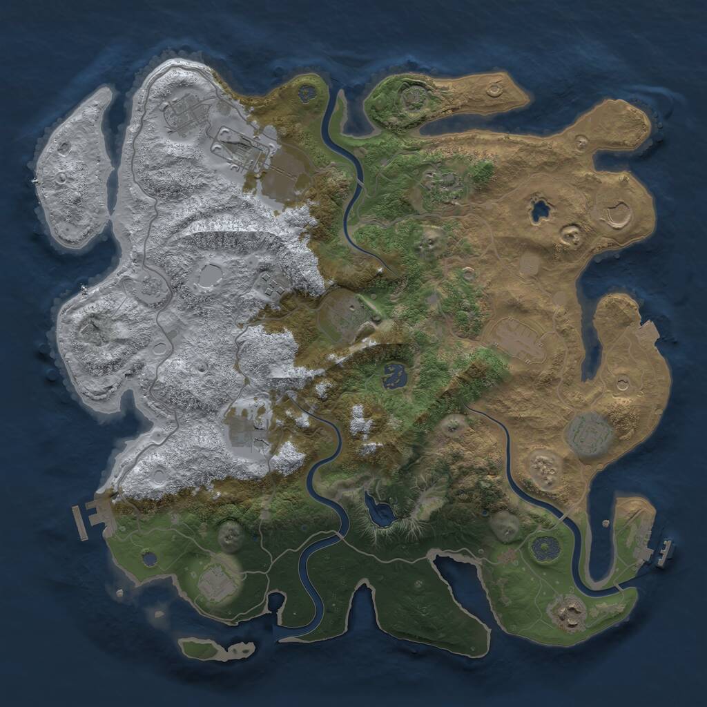 Rust Map: Procedural Map, Size: 4000, Seed: 998219, 17 Monuments
