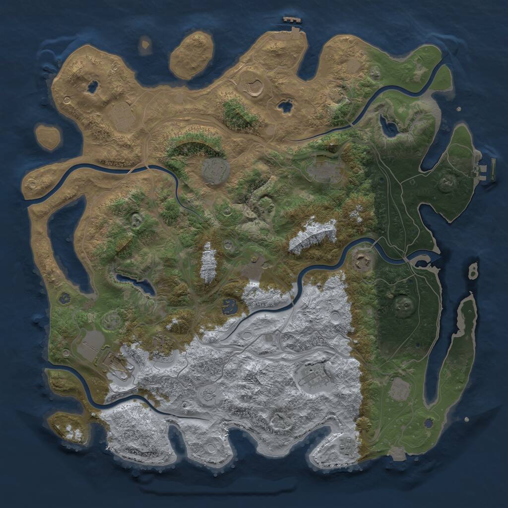 Rust Map: Procedural Map, Size: 4500, Seed: 886740567, 19 Monuments