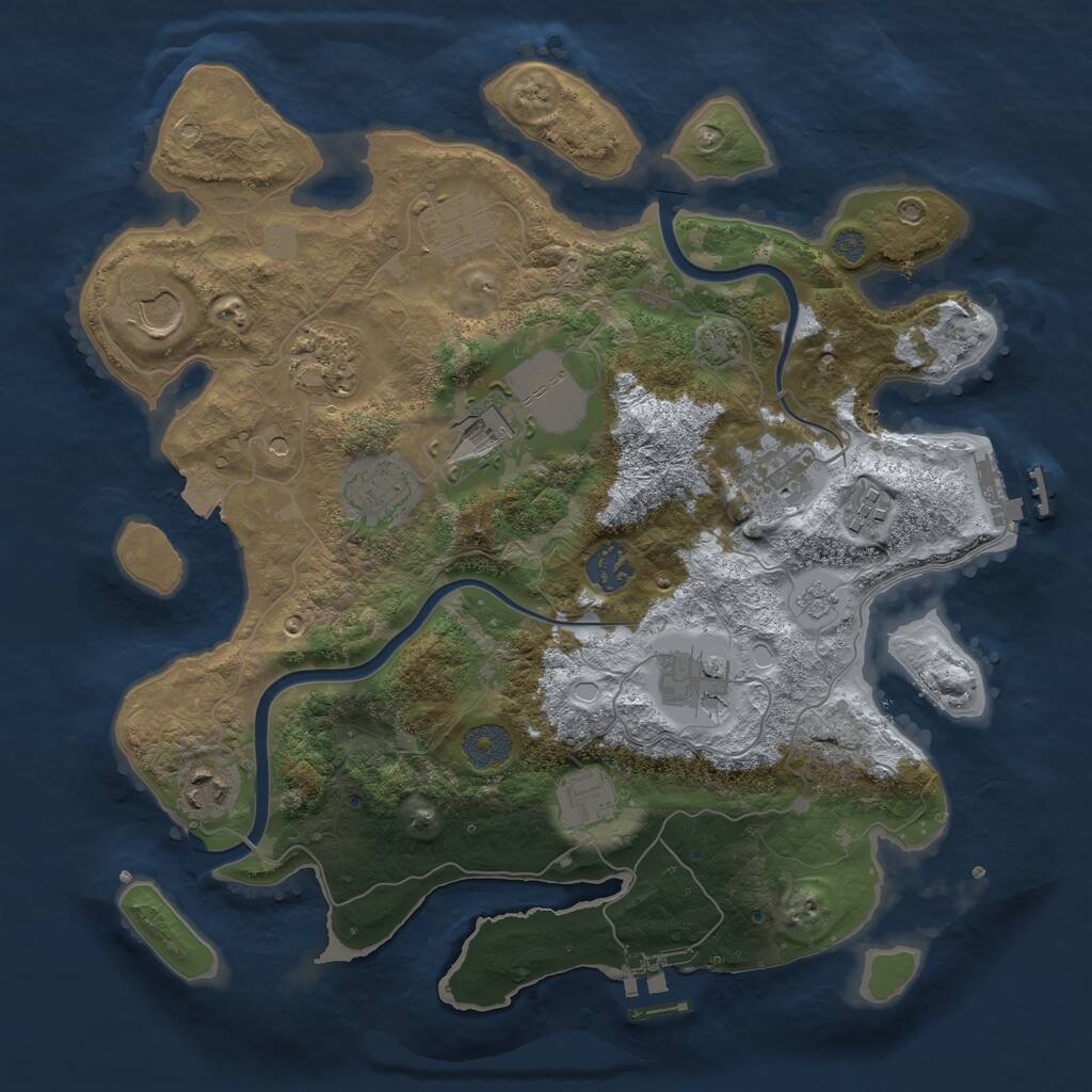 Rust Map: Procedural Map, Size: 3500, Seed: 833892102, 16 Monuments