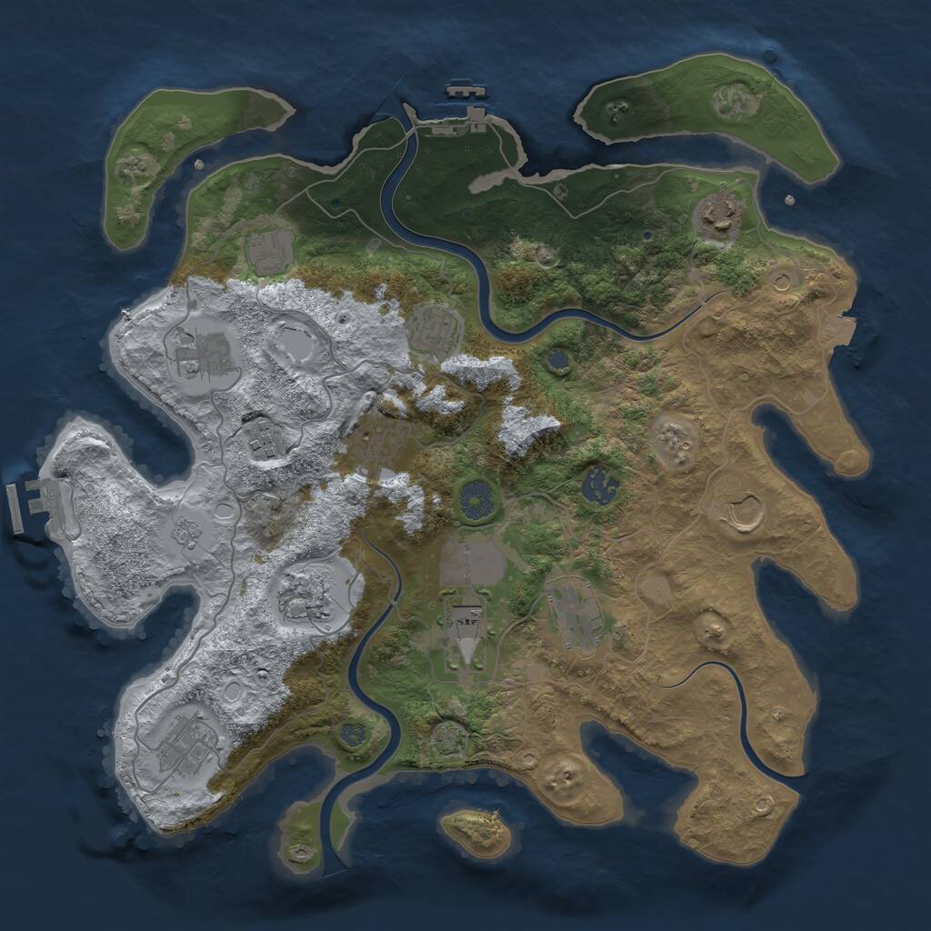 Rust Map: Procedural Map, Size: 3750, Seed: 167288288, 19 Monuments