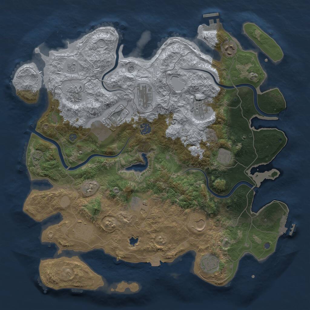 Rust Map: Procedural Map, Size: 4000, Seed: 1992325345, 17 Monuments