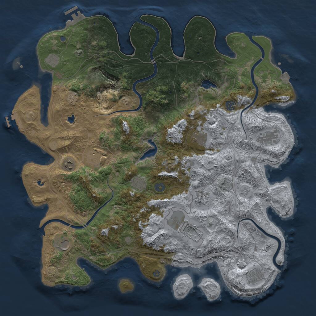 Rust Map: Procedural Map, Size: 4500, Seed: 854976204, 17 Monuments