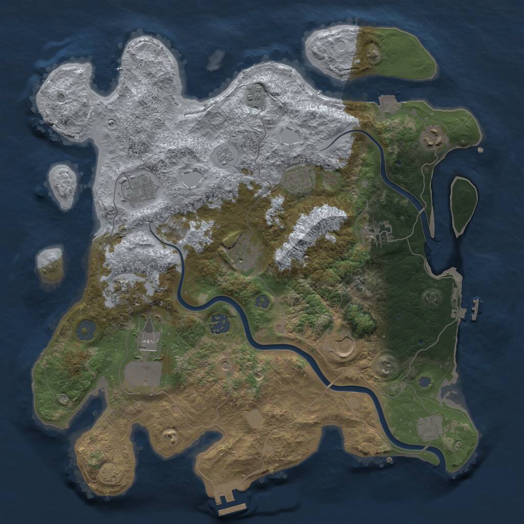 Rust Map: Procedural Map, Size: 3750, Seed: 1021251229, 18 Monuments