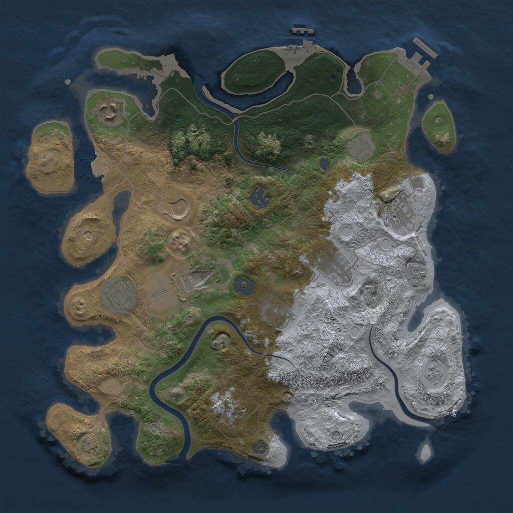 Rust Map: Procedural Map, Size: 3600, Seed: 1548378277, 18 Monuments