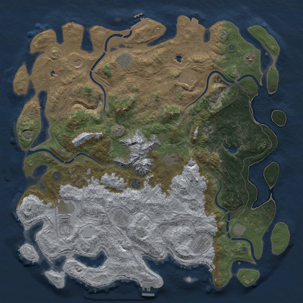 Rust Map: Procedural Map, Size: 5000, Seed: 720144397, 19 Monuments