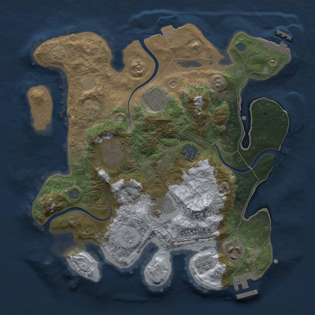 Rust Map: Procedural Map, Size: 3000, Seed: 1880959745, 14 Monuments