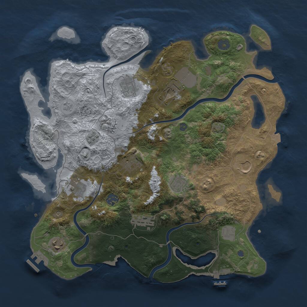 Rust Map: Procedural Map, Size: 3850, Seed: 33983, 17 Monuments