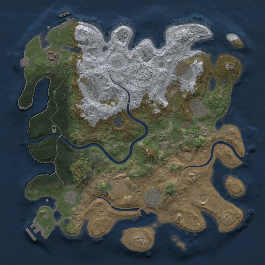 Rust Map: Procedural Map, Size: 3750, Seed: 1142280903, 18 Monuments